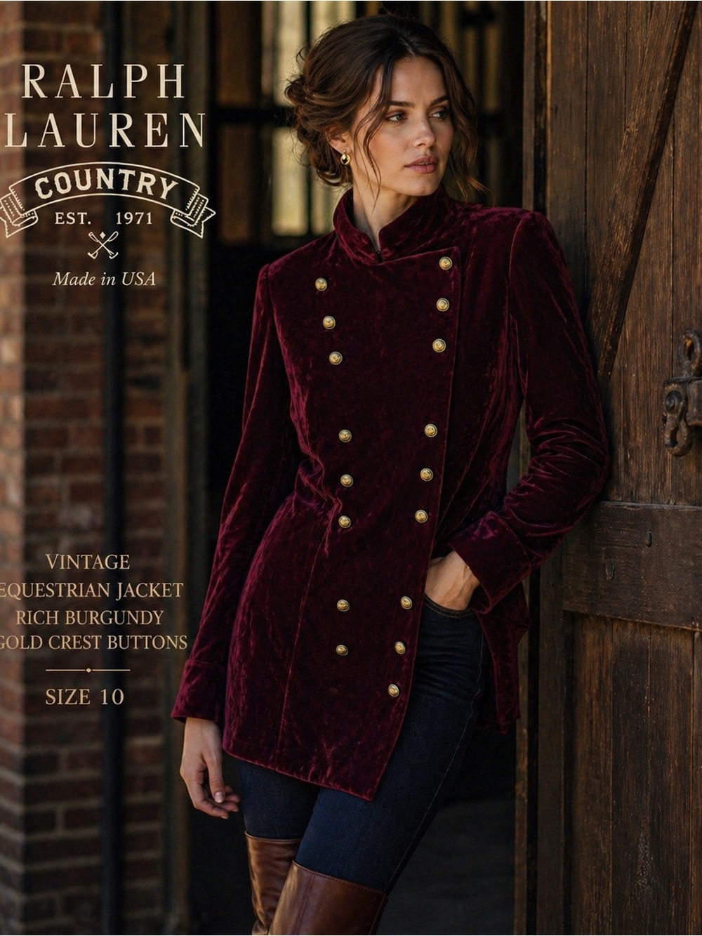 Vintage Ralph Lauren Country Burgundy Jacket| Size 10